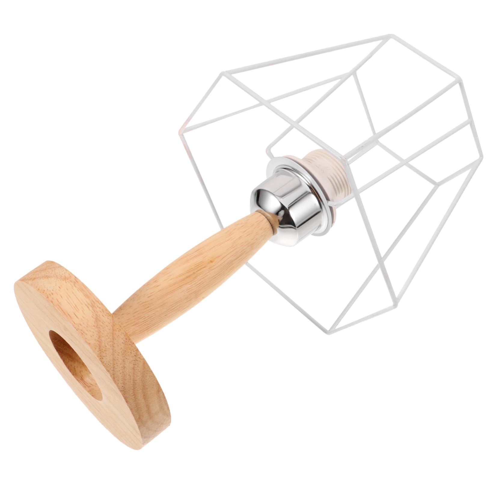 Mikikit Lampada da Tavolo Bianca Fai da Te in Ferro e Legno, Base con Supporto Decorativa per Comodino e Soggiorno