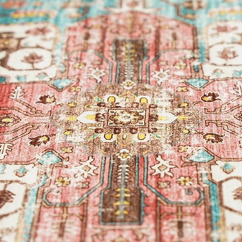 RUUGME Washable 9x12 Area Rugs - Large Rugs for Living Room Stain Resistant Carpet Vintage Rugs for Bedroom with Non Slip Backing Home Decor Floor Decoration Mat (9x12 Green)