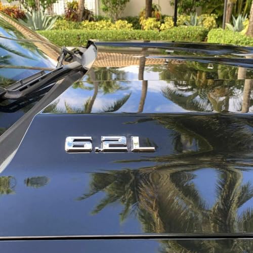 Image of 2pcs 6.2L Emblems 3D Hood Style Badge Logo Sticker Nameplate Letter Replacement for 1500 2500HD (Chrome)