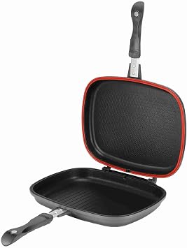 Double Side Grill Pan, Non Stick Aluminium Double Frying Pan, Sandwich And Panini Maker Baking pan for Barbecue, Chicken