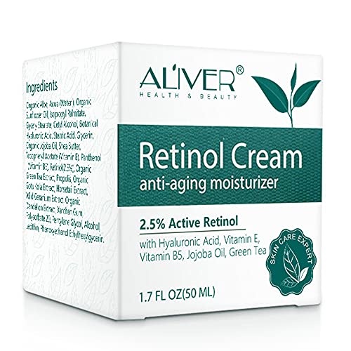 Creme hidratante de retinol, para rosto, pescoço e decote com 2,5% de retinol e ácido hialurónico, o melhor creme facial de dia e noite de pele simplificada de 50 ml