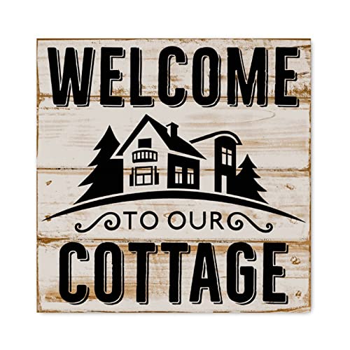 Panneau en bois massif haut de gamme Welcome To Our Cottage décoration religieuse salon 40,6cm