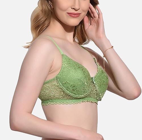 Image of FIMS - Fashion is my style Women Cotton Lycra Floral Lace Lightly Padded Bra Wired Seamless Fullcoverage Multicolor Cup- B