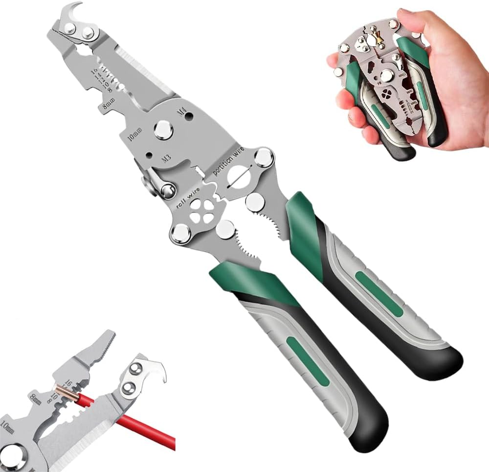 18 In 1 Foldable Wire Stripper,Multifunctional Foldable Wire Stripper Electrical Pliers,For Cutting And Pulling Wires Cable Scissors (A)