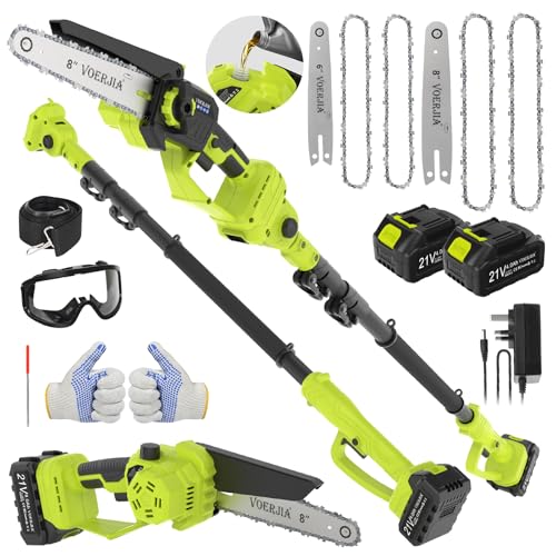 2-in-1 Hochentaster Kettensäge, 6"&8" Mini Mettensäge, 6,73Fuß Teleskopstange Akku Hochentaster, 2x4.0Ah Akku, automatische Ölung, werkzeuglose Einstellung, Hochentaster zum Trimmen von Bäumen im Gart 2-in-1 Hochentaster Kettensäge, 6"&8" Mini Mettensäge, 6,73Fuß Teleskopstange Akku Hochentaster, 2x4.0Ah Akku, automatische Ölung, werkzeuglose Einstellung, Hochentaster zum Trimmen von Bäumen im Gart