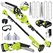 VOERJIA 2-in-1 Pole Chainsaw, 6"&8" Cordless Pole Saw, 6.73Ft High Branch Saw with Telescopic Pole, 2*4.0Ah Battery, Auto-Oiler, Tool-Free Adjustment, Brushless Electric Pole Saw Garden Tree Trimming