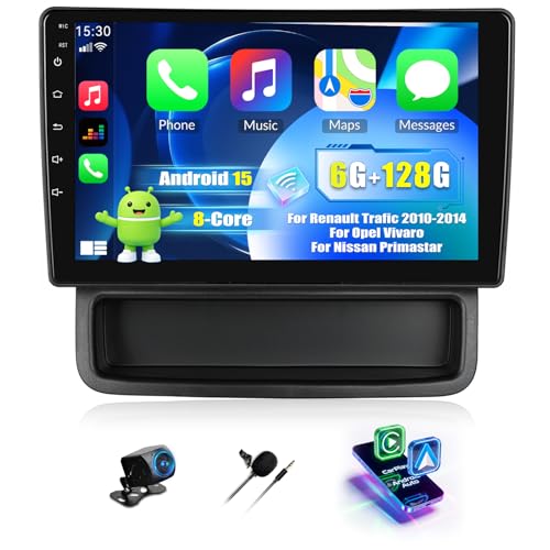 Autoradio Android 15 Octo‑Cœur CAMECHO 6+128G Opel Vivaro CarPlay Bluetooth