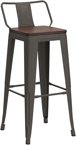 Miniatura 65 de Changjie Furniture Juego de 4 taburetes de bar giratorios de 26 pulgadas con respaldo, taburetes de bar industriales para isla de cocina (giratorios