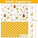 Wikadlik Geschenkpapierrolle, 43 cm x 10 m - Niedliches Fuchs-Bär-Eulen-Muster mit orangen Punkten für Jungen- und Mädchengeburtstage, Hochzeiten & Feiertage