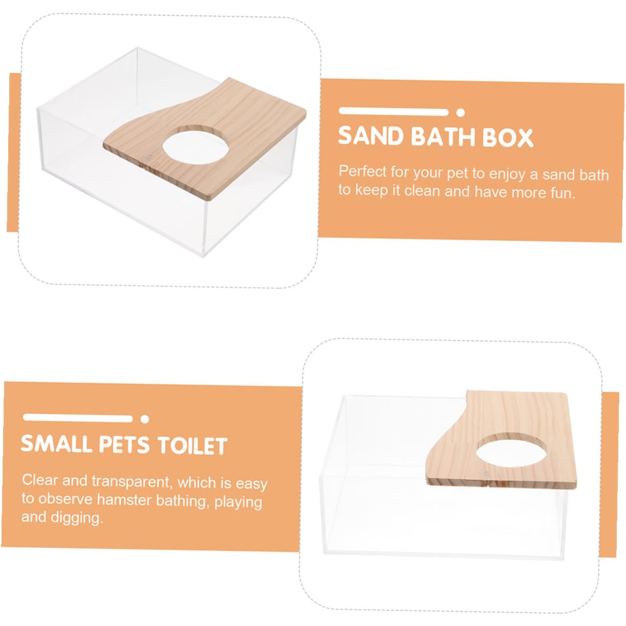 KOMBIUDA Badebehälter Transparent für Hamster und Meerschweinchen 2 Stück Acryl Verschleißfest und Sicher zum Spielen und Baden für Zuhause und Tiergeschäft