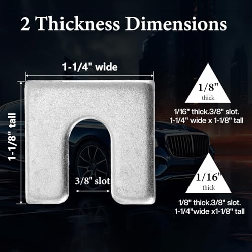Image of 40 Pieces Auto Body And Fender Alignment Shim, Automotive Alignment Shim Assortment Kit With 1 /16 inch & 1 /8 inch Thick, 3 /8 inch Slot Opening Shims, 1 /4 inch Wide, Silver