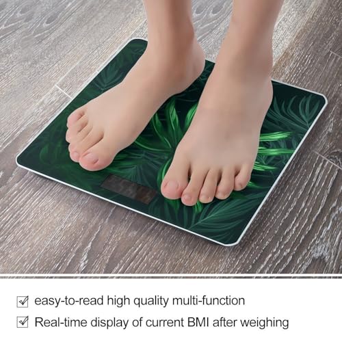 Báscula digital de baño con diseño planta tropical verde miniatura 5