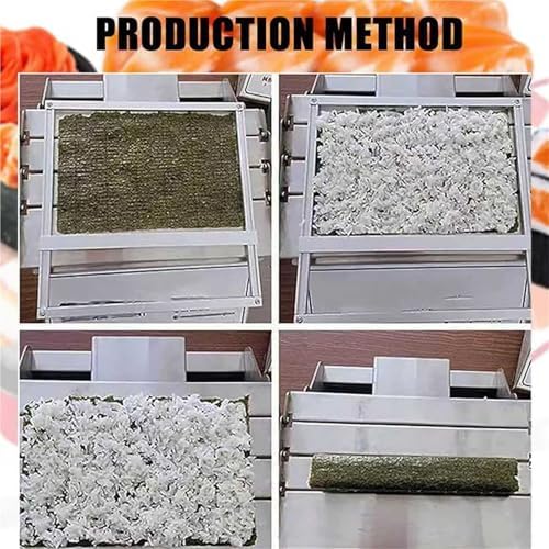 Sushi Making Kit, Stainless Steel Manual Square Sushi Roll Maker for Restaurants and Snack Bars, 25cm x 3.5cm