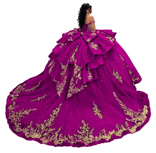 Ftupza Beaded Sweet 15 Dresses Fuchsia Quinceanera Dresses 24