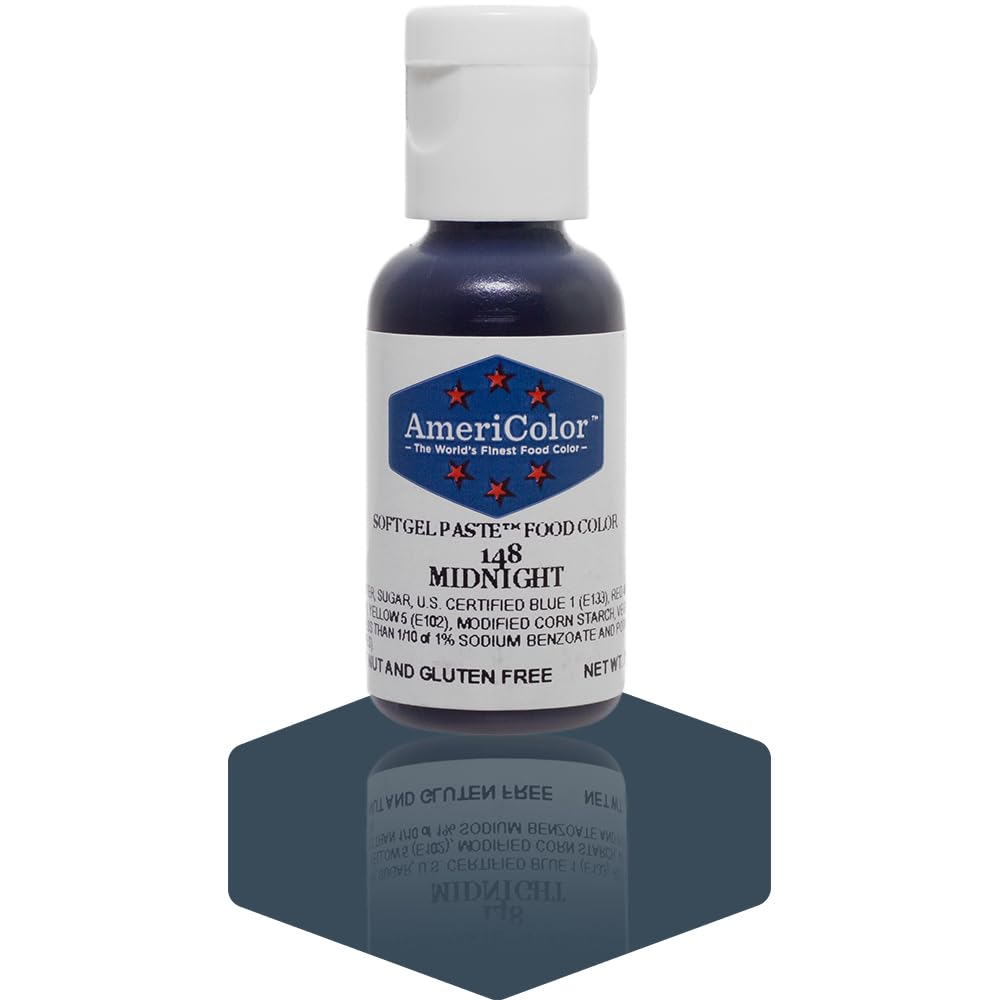 AmeriColor, Midnight, 0.75 Ounce Bottle, Soft Gel Paste Food Color