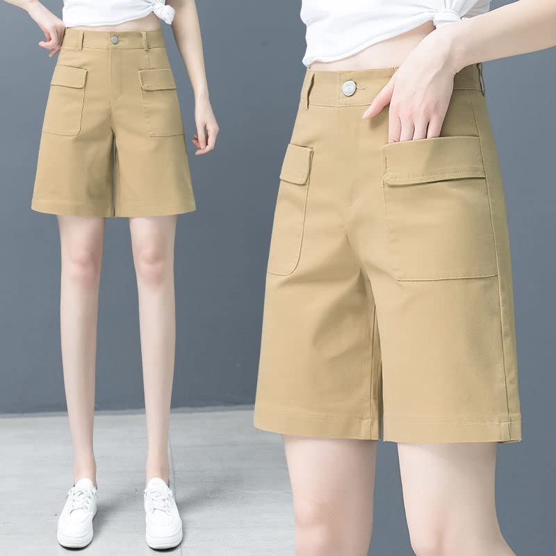 Short Femmes Coton Pur Coton Haute Taille Short De Jambe Décontractée Pantalon Chaud Polyvalent