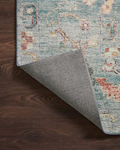 Loloi Margot Collection MAT-06 Denim/Multi 2'-6" x 7'-6" Runner Rug, No-Shed Easy Clean Large Patterned Area Rug for Living Room, Bedroom, Dining Area