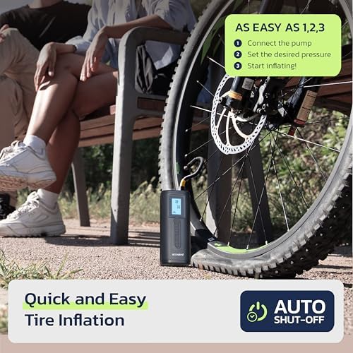 Image of Woowind Tire Inflator & Power Bank 2 in 1 Portable Air Compressor, Electric Bike Pump with Digital Pressure Gauge, Air Pump for Car Tires, Bicycle, Motorcycle, Scooter, Balls (AP2-P)