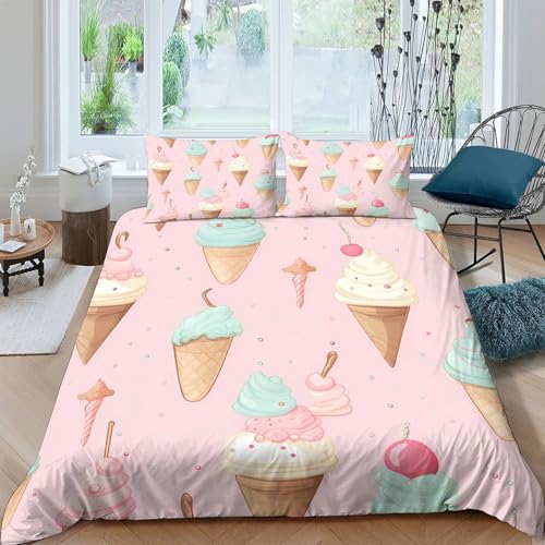 Parure de lit microfibre résistante 140x200 avec housse de couette glace 3D légère