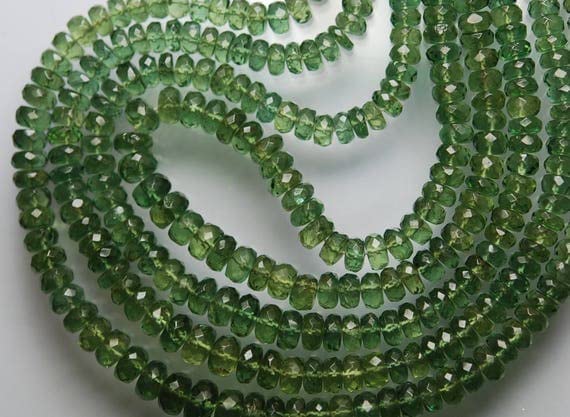 Apatite verte en perles rondelles facettées 6.5-4mm pour fabrication de bijoux