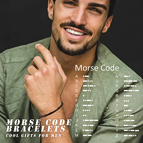 Morse Code Bracelets for Women Inspirational Gifts for Her Adjustable Black Adjustable Braided Men Bracelets Motivational Best Friend Birthday Gifts for Sister Daughter Mom Dad Christmas Jewelry…