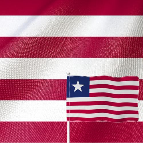 Drapeau du Libéria 1,5x2,4 m YongFoto en toile de jute double face pour mât extérieur