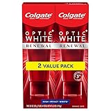 Colgate Optic Renewal Teeth Whitening Toothpaste with Fluoride, 3% Hydrogen Peroxide, High Impact, White, Mint, 6 Oz, 2 Pack