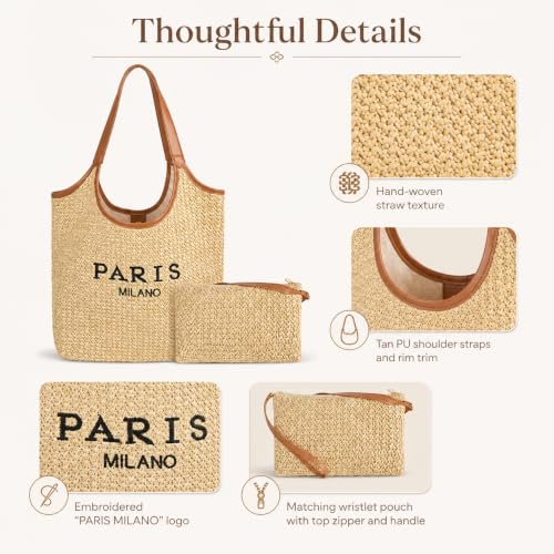 Bolso Tote de Paja para Playa para Mujer miniatura 6