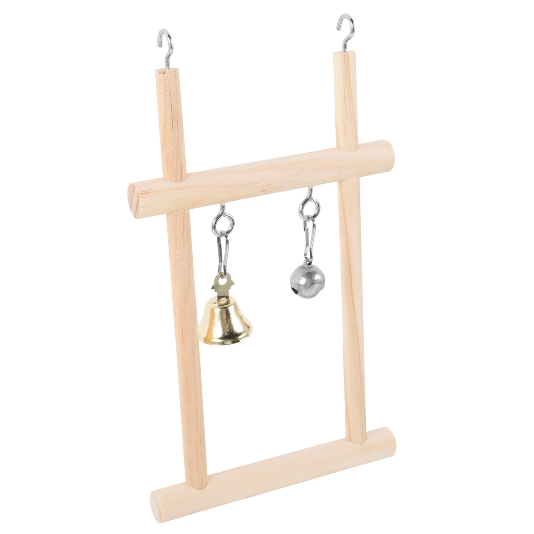 GANAZONO Cockatiel Bird Swing Stand with Bell Interactive Wood Perch for Parrots for Climbing and Chewing Bird Accessory for Birdcage Decoration