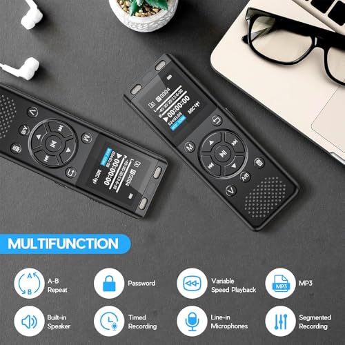 Image of Tonfarb 64GB Digital Voice Recorder with Playback,Audio Recording Device for Lectures Meeting /Classes /Interviews,Tape Recorder with Voice Activated,Password,Noise Reduction,A-B Repeat,MP3 Player Etc