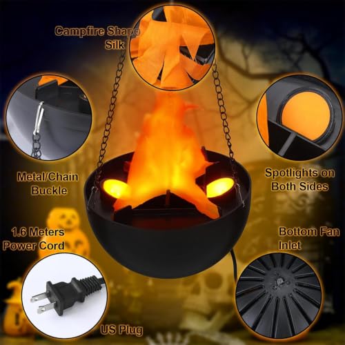 Image of 2 Pcs Halloween 3D Fake Fire Lamp 110vArtificial Hanging LED campfire Light