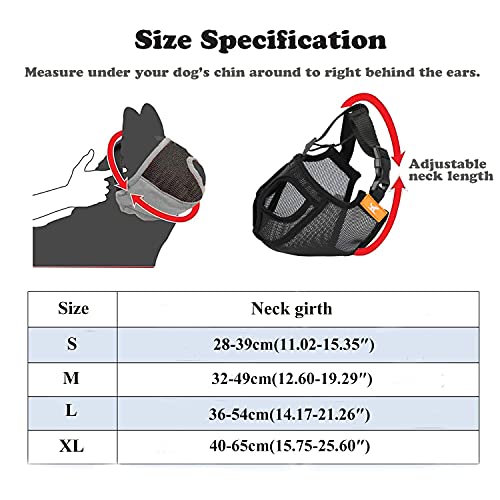 Wintchuk Short Snout Dog Muzzle Bulldog Muzzle, Stop Dog For Biting Barking Chewing, Adjustable(S,Black) #TOP3
