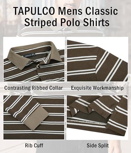 TAPULCO Polo Clásico para Hombre Ajuste Clásico con Rayas Manga Larga y Corta Casual Deportivo para Uso Diario miniatura 5