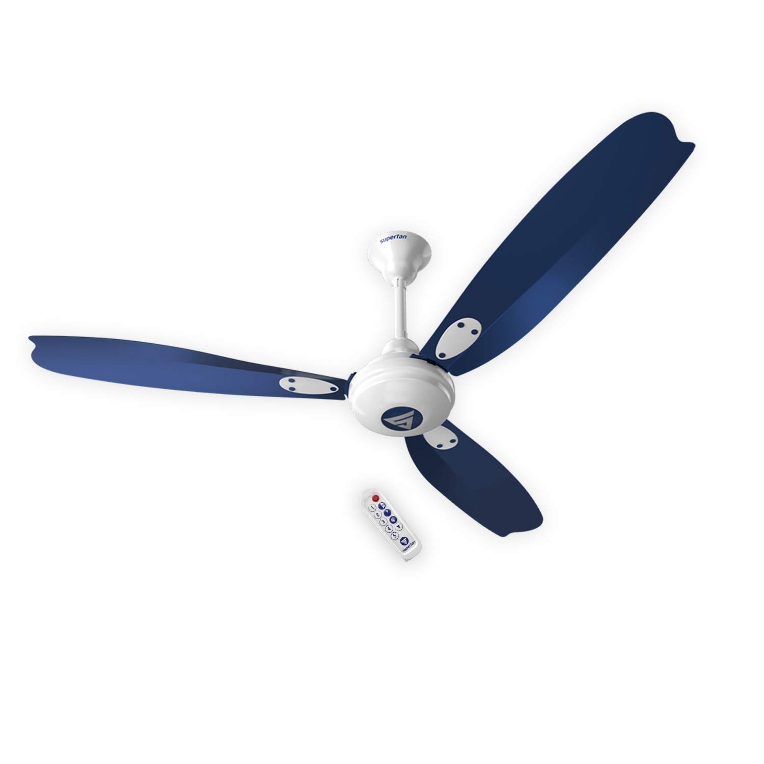 Superfan SuperA1 1200mm BLDC Ceiling Fan with Remote Control | BEE 5 Star Energy Efficient High Speed Fan | Ceiling Fan for Home Living Room Bedroom | 5 Year Warranty (Metallic Blue)