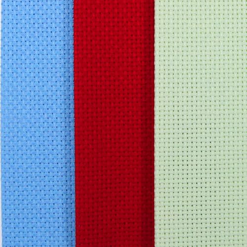 Image of KCS 3 pc of 12 inch x 18 inch 14CT Counted Cotton Aida Cloth Cross Stitch Fabric (Light Blue+Light Green+Red)