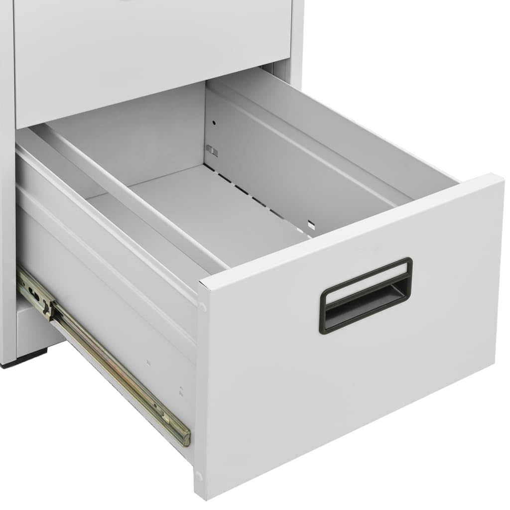 Armadietto portadocumenti grigio chiaro, 46 x 62 x 164 cm, in acciaio, con 5 cassetti e serratura, armadio da ufficio per documenti A4 e legale, chiudibile, ideale per ufficio, casa e studio