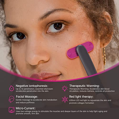 Usuie 4 In 1 Facial Device, Red Light Therapy For Face And Neck, Facial Massager, Reduce Wrinkles, Anti-Aging Facial Tools, 2022 Upgraded Version - Dark Grey/ Fuchsia #TOP5