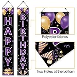 Purple Gold Happy Birthday Door Banner Decorations for Women Girls, Purple Happy Birthday Porch Sign Party Supplies, 16th 21st 30th 40th 50th 60th 70th 80th 90th Birthday Backdrop Decor - Image 3