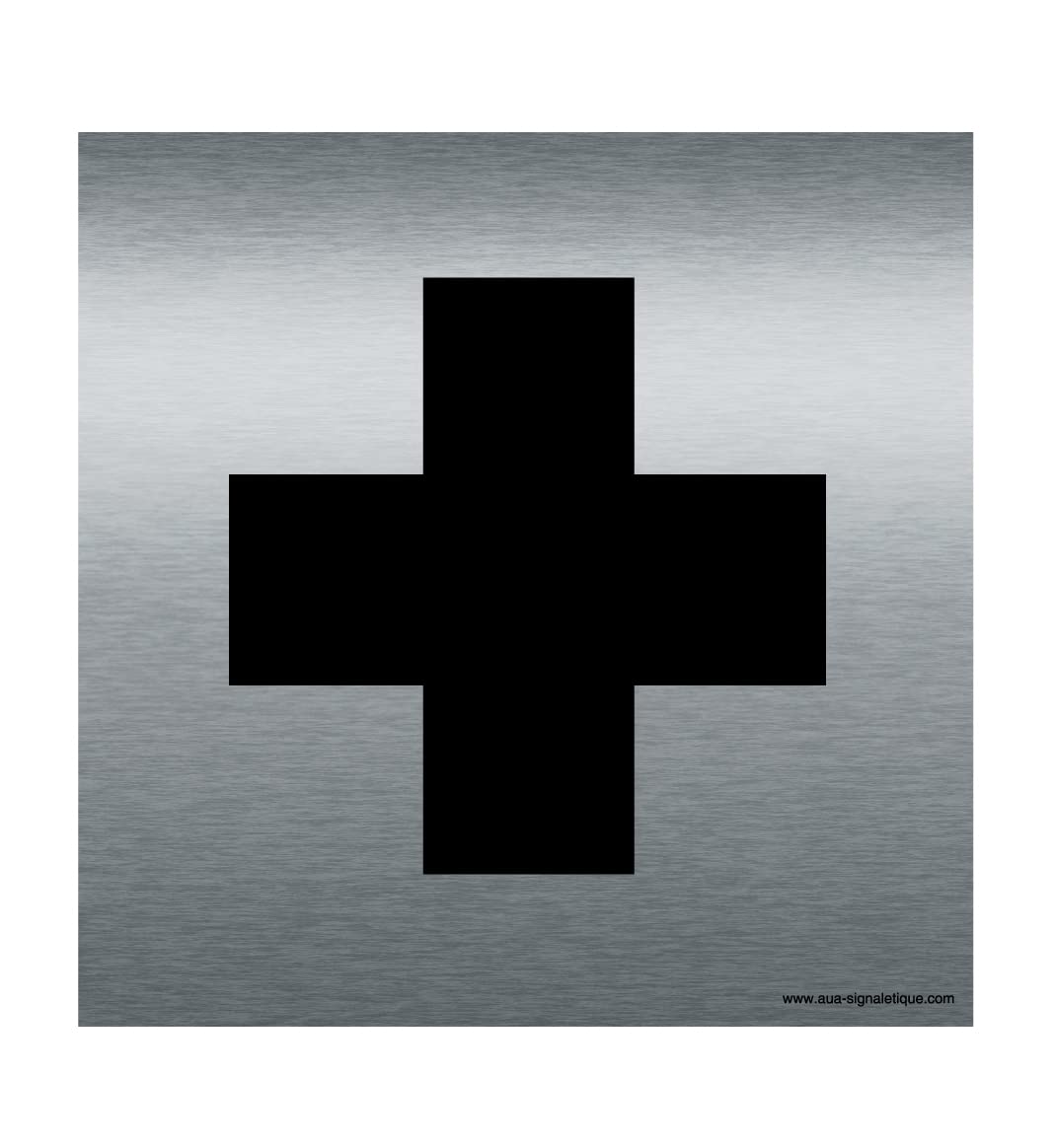 AUA SIGNALETIQUE - Plaque Alu Brossé Premiers Secours, Infirmerie - 200x200 mm, Alu Argent, 200 x 200 mm