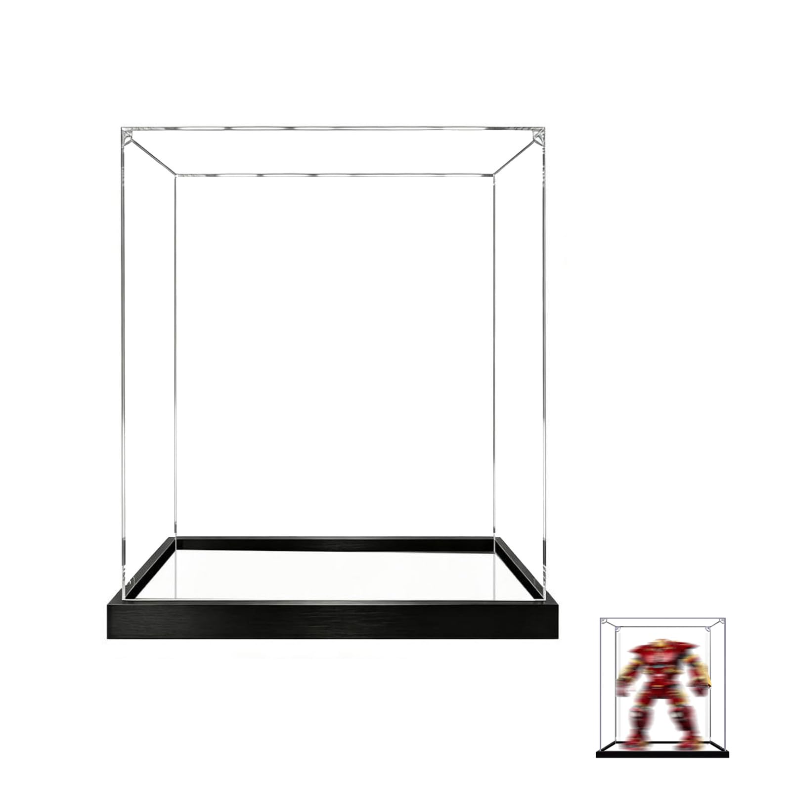 Acrylic Display Case for Lego 76210 Armoured robot Model, Dustproof Clear Storage Box, UV Protection Display Box Compatible with 76210 (Model Not Included) (3mm-Mirror Base)