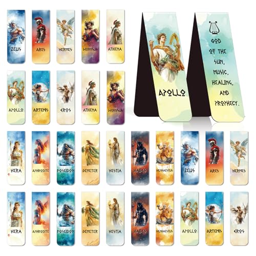 Greek Mythology Magnetic Bookmark Gift - Wxiben 30 Pcs Olympians Gods Bookmarks for Reading Ancient Greek Olympians Book Marks Page Magnets Marker Clip Gift for Book Lovers Students Teacher Bookish