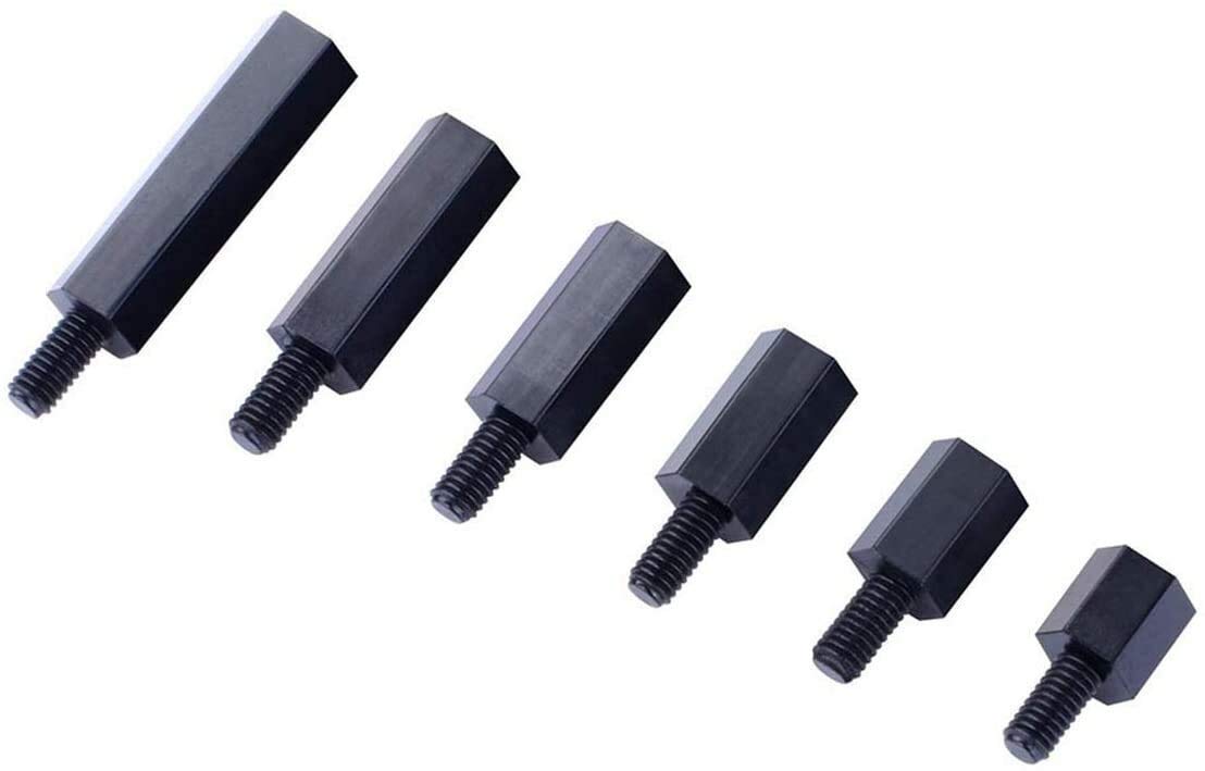 Kleine Messingschrauben, selbstschneidende Schraube, Schraubbolzen, schwarzes Gewinde, Abstandsschraube, Nylon-Abstandshalter, Abstandshalter for PCB, Motherboard, fest (Farbe: M3 (50 Stück), Größe: 4