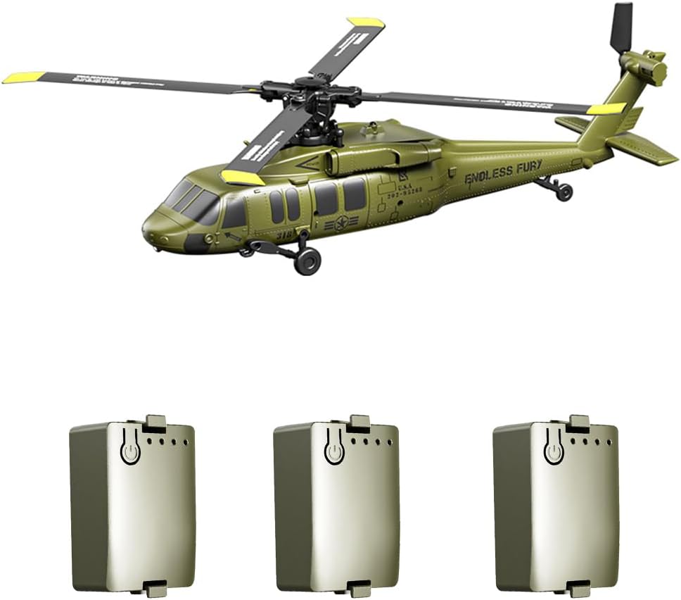 UH-60 Blackk Hawkk Remote Control Helicopter, 2.4G 5CH Flybarless RC Helicopter Aircraft with Barometric Altitude Hold/Optical Flow Positioning/One-Key InvertGift, Gift -RTF