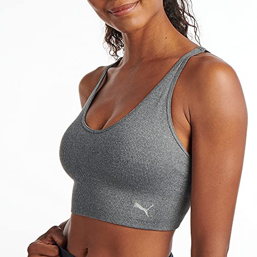 Puma Women's Seamless Sports Bra, Heather Grey, Medium #TOP2