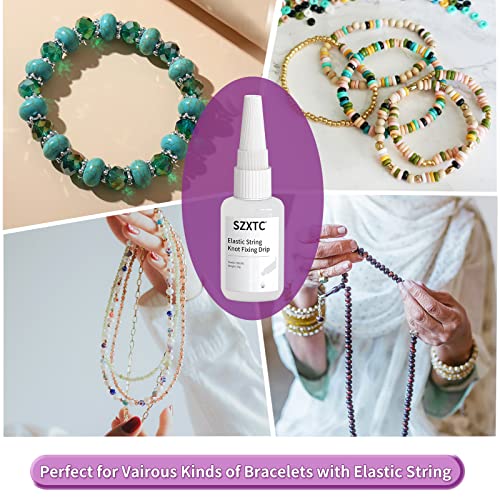 Szxtc HG-401-G 2 Pcs Clay Beads Bracelets Professional Elastic String Kont Fixing Drip, Keep Stretch String Braclet Stay Tied For Flat Round Polymer Heishi Beads Spacer Charm Jewelry Making Kit thumb #3