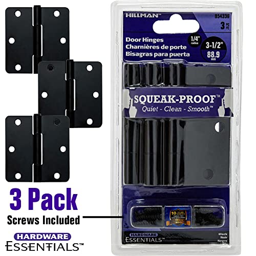 Squeak-Proof 3-1/2in 1/4in Radius Matte Black Door Hinge (3 Count) - Image 3