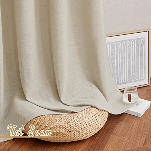 NICETOWN Living Room Curtains Linen Blend 96 inches Long, Grommet Semi Sheer Privacy Assured with Light Filtering Semi Sheer Drapes for Bedroom / Living Room, Taupe, W52 x L96, 2 Panels