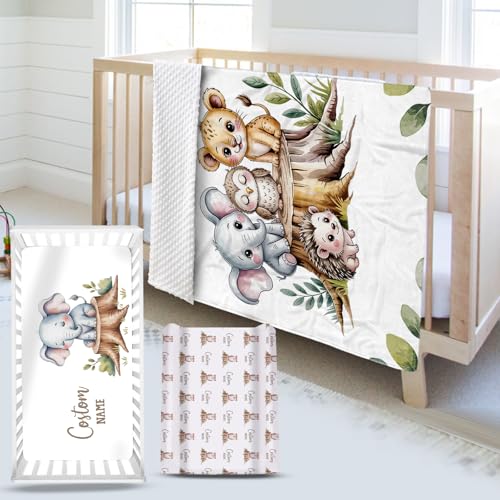 Personalized Baby Crib Bedding Set, Custom Name Nursery Bedding 3-Piece