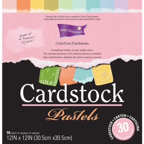 Darice GX-3000-03 30-Pack Core'dinations Core Cardstock Paper Sheets, Pastels, 12 by 12-Inch
