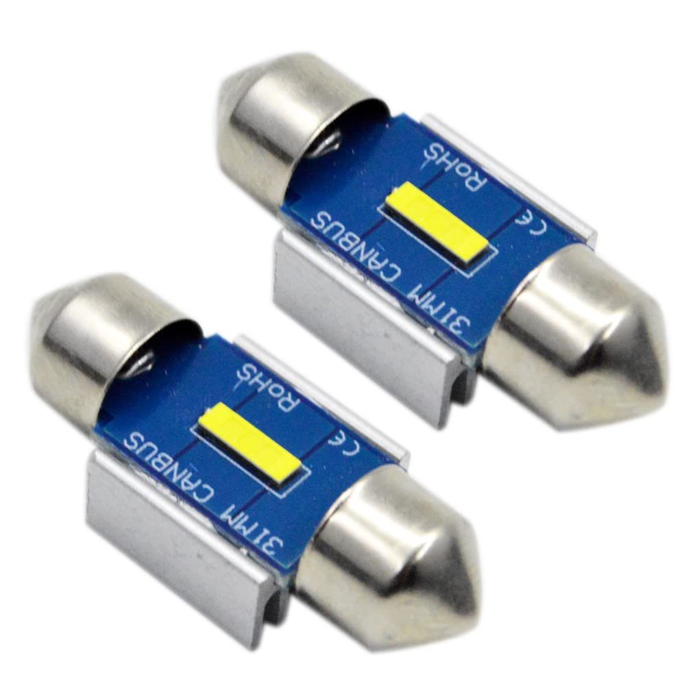 Ruiandsion 2 szt. 31 mm Festoon żarówki LED bez błędów Canbus super jasne białe chipsety 3-SMD CSP żarówka LED do wnętrza samochodu lampa mapy kopuły